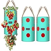 SPONDWILD 3 Pack 3 Gallon Hanging Strawberry Planter Bags, 12 Holes PE Grow Bags with Bottom Drainage, Reusable Vertical Planters for Small Space Gardening(Green)