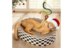 Conlun Cat Scratcher Cardboard,2 in 1 Oval Cat Scratch Pad Bowl for Indoor Kitty Grinding Claw,Round Kittens Scratching Board Corrugated Lounge Pet Beds&Furniture Protector for Sofas