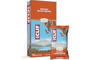 CLIF BARS - Energy Bars - Crunchy Peanut Butter - Made with Organic Oats - Plant Based Food - Vegetarian - Kosher (2.4 Ounce Protein Bars, 12 Count) Packaging May Vary