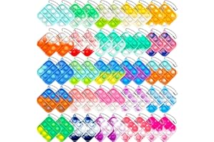 50Pcs Mini Pop Keychain Simple Silicone Stress Relief Fidget Hand Toys Pop Push Bubble Toys Anxiety Stress Reliever for Kids 