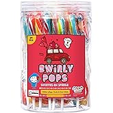 Heart Rainbow Lollipops Individually Wrapped, Bursting with Fruity Flavor, Great Swirl Lollipops for Kids Birthday Parties, V