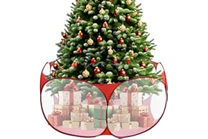 FANTANG Pop Up Christmas Tree Fence Barrier for Pets, 21.2" Extra Tall Foldable Mesh Trees Gate Around Christmas Tree Guard Protector Cat Proof Panel Large Xmas Tree Blocker from Dogs Rabbits Puppy with Bag