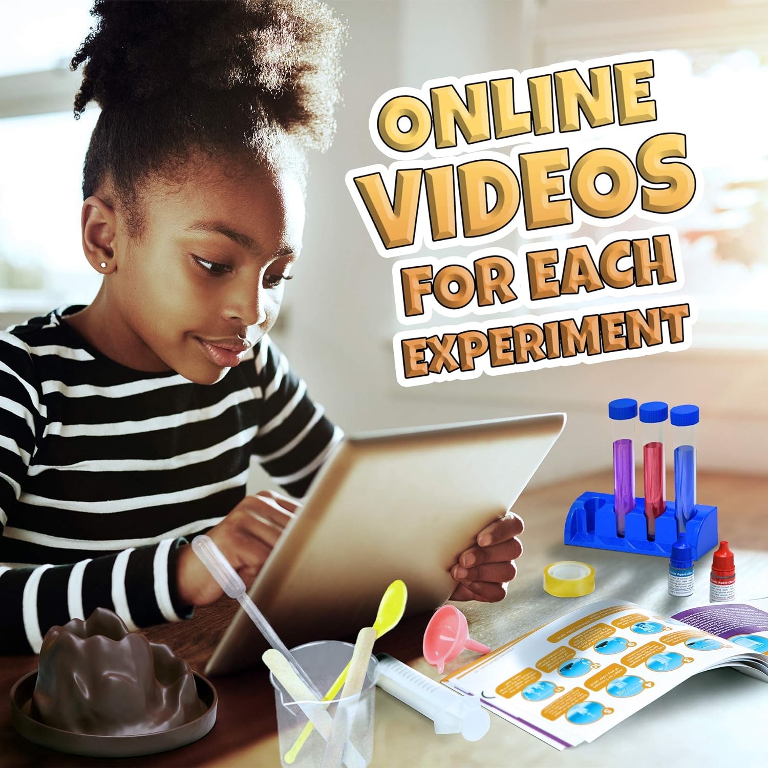 Learn & Climb Kids Science Kit with Lab Coat - Over 20 Science Experiments. Ages 4+ ( Color of Lab Coat Buttons May Vary): Toys & Games