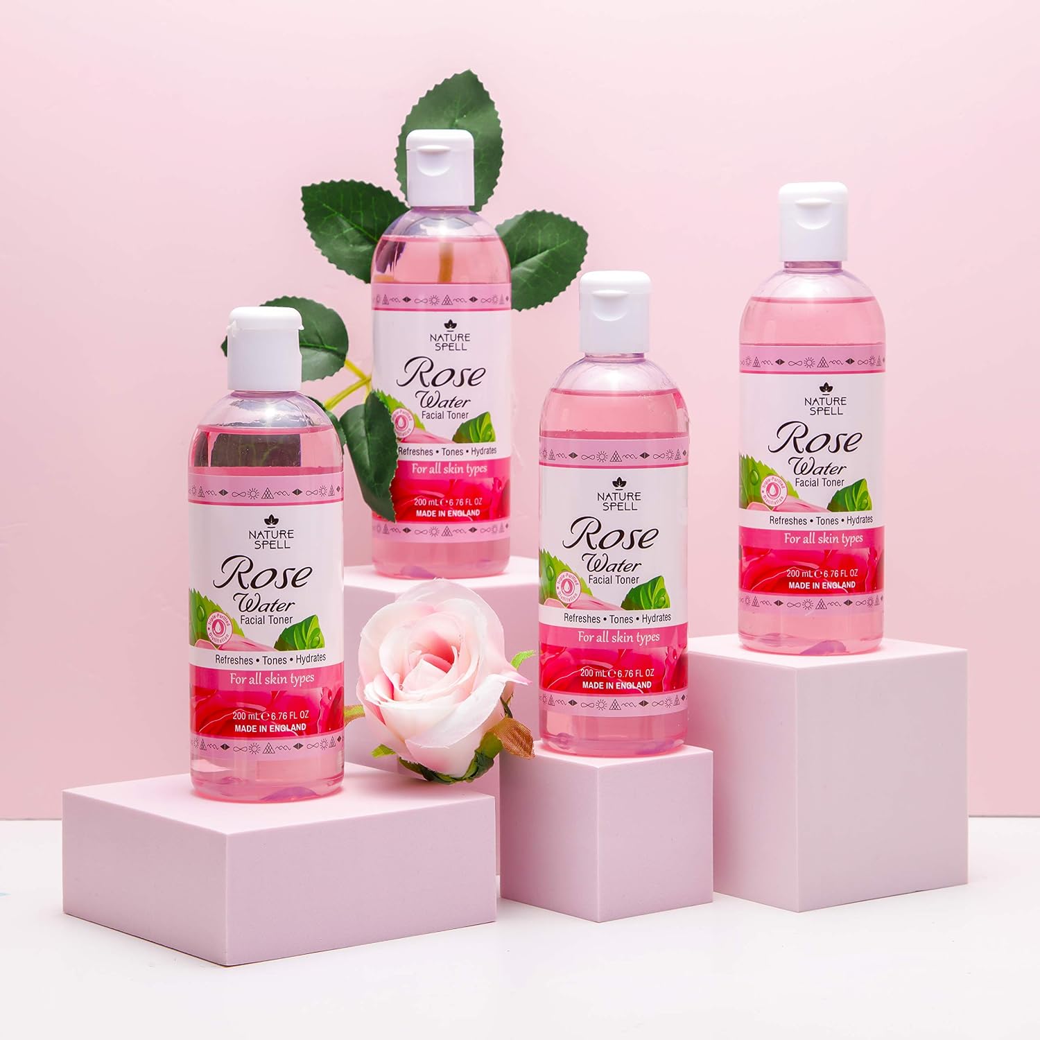 Nature Spell Rose Water Facial Toner, Hydrates & Restores Skin pH Balance, Suitable for All Skin Types Vegan, 200ml - Image 5