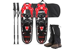 Carryown Snowshoes for Adults Men Women Youth Kids, Light Weight Aluminum Alloy Terrain Snow Shoes with Trekking Poles and Carrying Tote Bag