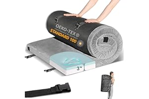 Eiayeebil Memory Foam Camping Mattress Pad, CertiPUR-US Waterproof Portable Roll Up Mattress for Adults, Thick Floor Sleeping Mat Pad for Car Truck Tent with Travel Bag