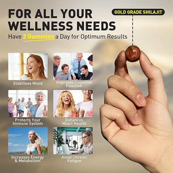 PURE HIMALAYAN SHILAJIT GUMMIES 3000MG WITH 85+ TRACE MINERALS & FULVIC ACID, 100% NATURAL&ORGANIC, NO ADDED SUGAR, LAB TESTED, GOLD GRADE SHILAJIT GUMMIES FOR MEN & WOMEN, INDIVIDUALLY PACKAGED