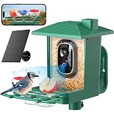 Bird Feeder with Camera Outdoor Solar: Smart Birdfeeder with AI Recognition - 2K HD Live Stream Video Camera for Outside Wild Birds Garden Decor - Bird Lover Gifts