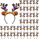 Chuangdi 24 Pcs LED Christmas Reindeer Headbands Cute Antler Light up Headwear Elk Horn Flashing Headpieces for Christmas Costume Accessories Holiday Party Favors