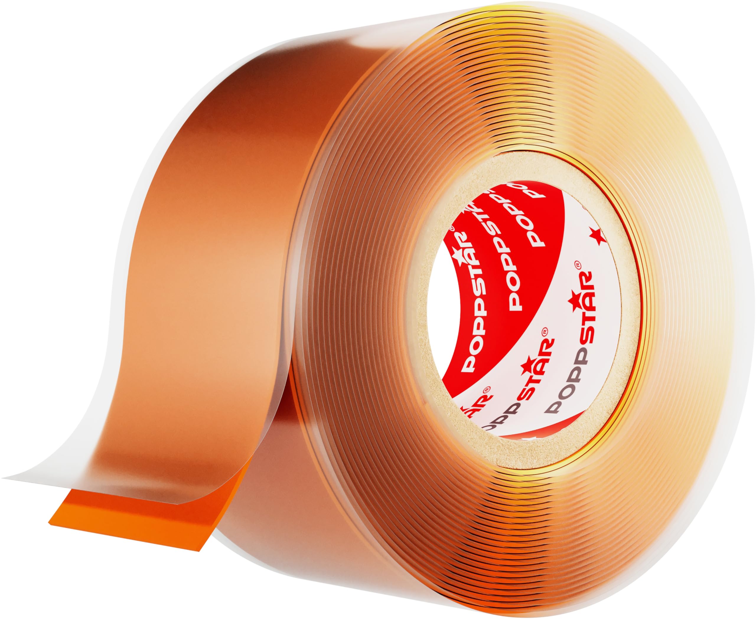 POPPSTAR Self-Fusing Silicone Band, Silicone Tape, 3m x 25mm, Sealing & Insulating Strip (water-tight, air-tight), orange, 1 Roll