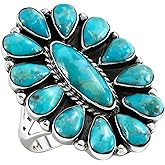 Turquoise Network Southwest Style Ring Sterling Silver Genuine Gemstones & Gemstones