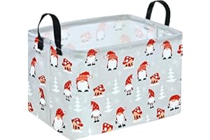 VAIVUSTO Christmas Basket for Gifts Gnome Snowflake Nursery Hamper Women Collapsible Waterproof Storage Bin Kids Toy Box Book Shelf Basket Xmas Party Decor