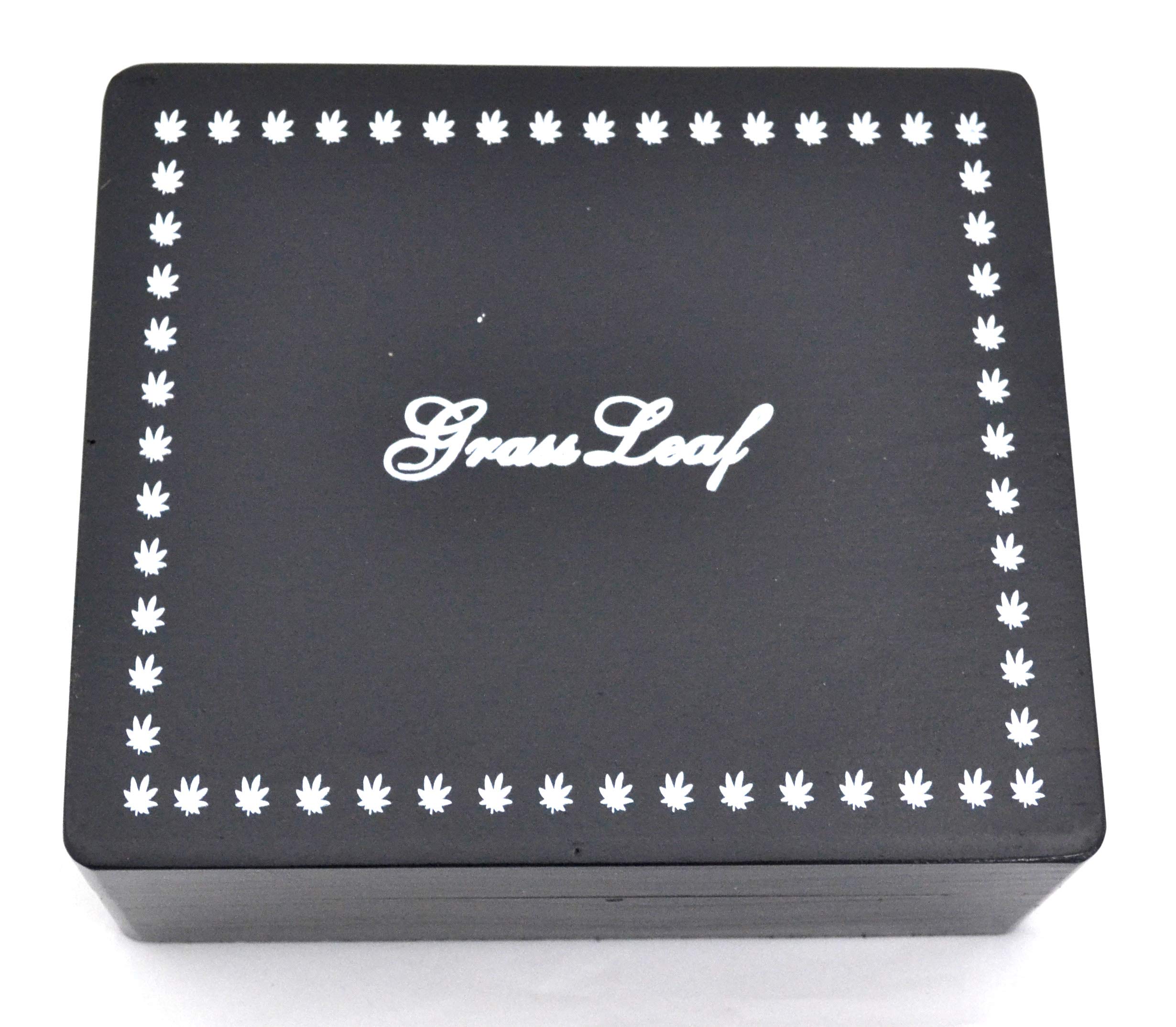 SHINE GRASSLEAF LARGE WOODEN ROLLING BOX ROLL BOX SMOKING FOR YOUR SMOKING ACCESSORIES (BLACK)