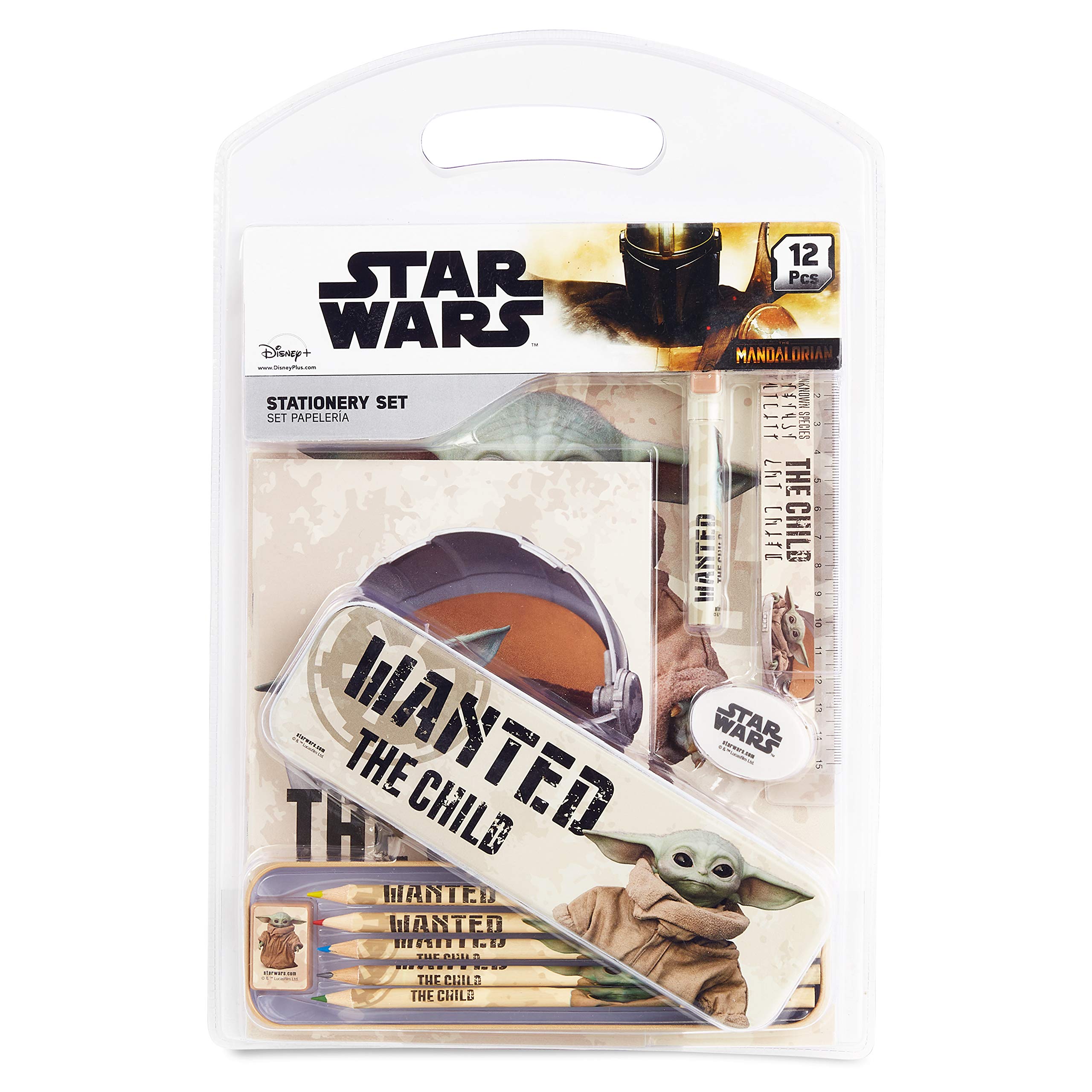 Baby Yoda Stationary Set for Boys, Mandalorian School Sets with Pencil, Notebook Set Coloring Pencils Sharpener Ball Pen Ruler, School Supplies Stationery Set, Writing Supplies for Kids