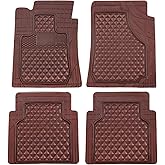 Lwope Universal Trim-to-Fit Car Floor Mats for Cars Trucks SUVs Rubber Non-Slip Waterproof All Weather Protection Floor Liner-Burgundy