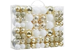 WIRONLST 87-Pack Shatterproof Christmas Ball Ornaments Set, Christmas Tree Decorations with Hand-held Gift Package for Xmas Tree Holiday Wedding Party, Champagne