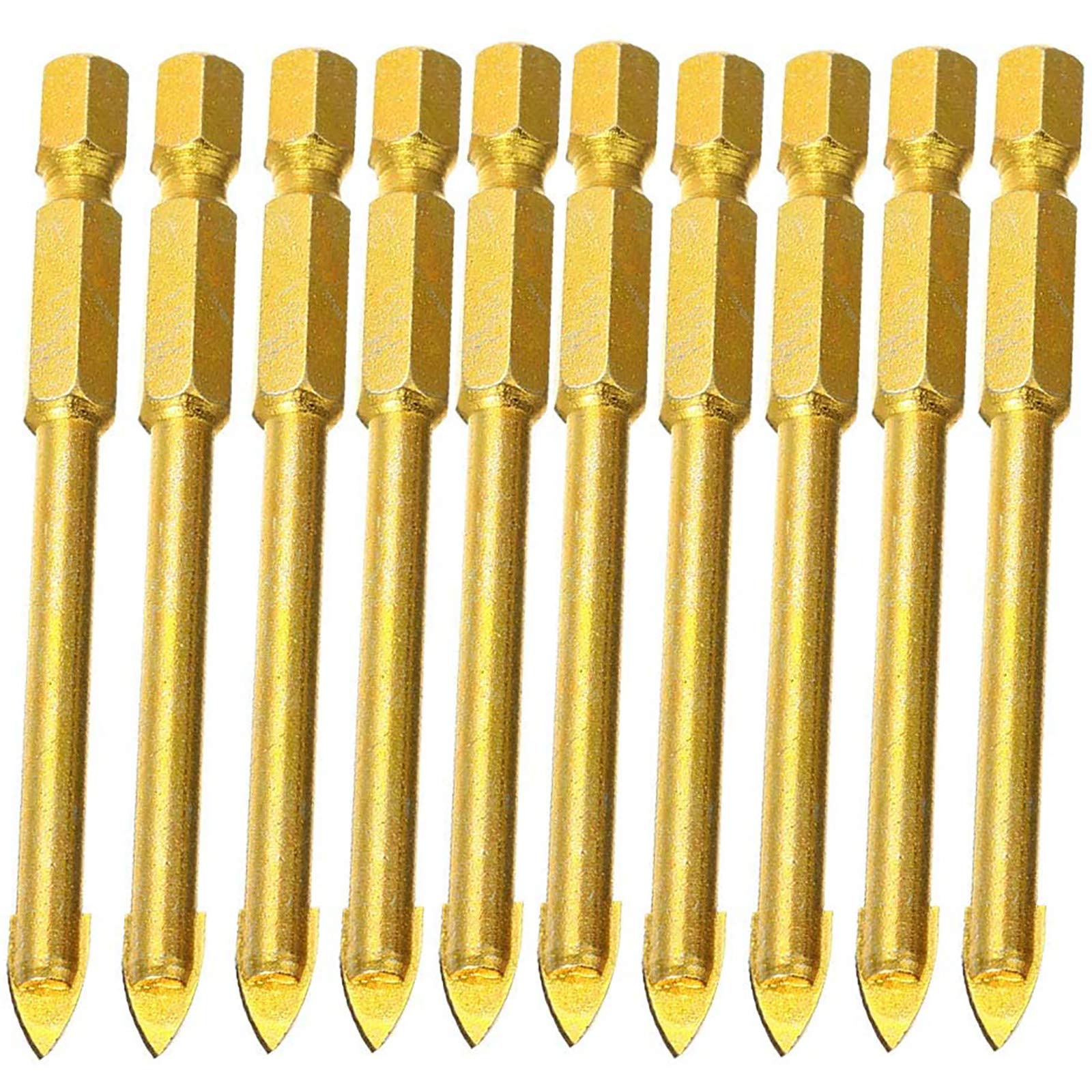10 Pcs 8mm Spear Head Tungsten Carbide Drill Bit Carbide Set Flat Spear Head Hex Shank for Glass Tile Mirror Ceramic Mirror Porcelain Marble