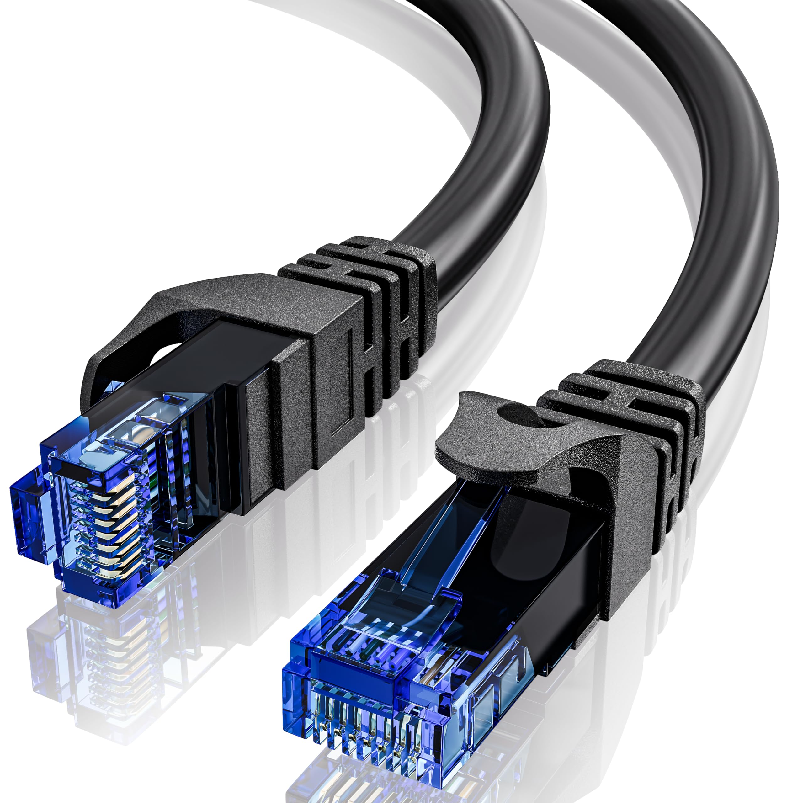 3m Ethernet Cable, Cat 6 Internet Cable 3m High Speed, Gigabit RJ45 Network Cable 250MHz 10/100/1000Mbps Black, Round LAN Cable 3 metre Patch Cord UTP 23AWG for Router Switch Modem TV Laptop Xbox PS5