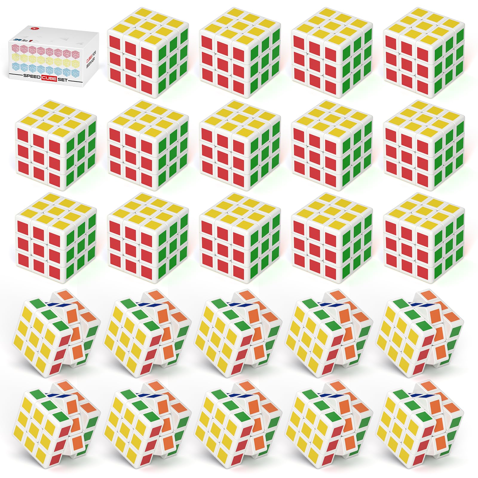 ROXENDA Mini Speed Cube 24 Packs, 3x3x3 Party Favour (1.18 inch) Toys Speed Fast Cube as Party Bag Fillers for Kids and Classroom for Students