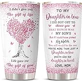 ZANIION Daughter In Law Gift Tumbler 20oz 1PC, Thoughtful Gifts Ideas For Daughter-In-Law From Mother-In-Law Mug, Best Christmas Mothers Day Weeding Decoration Present For Future Son'S Wife Coffee Cup