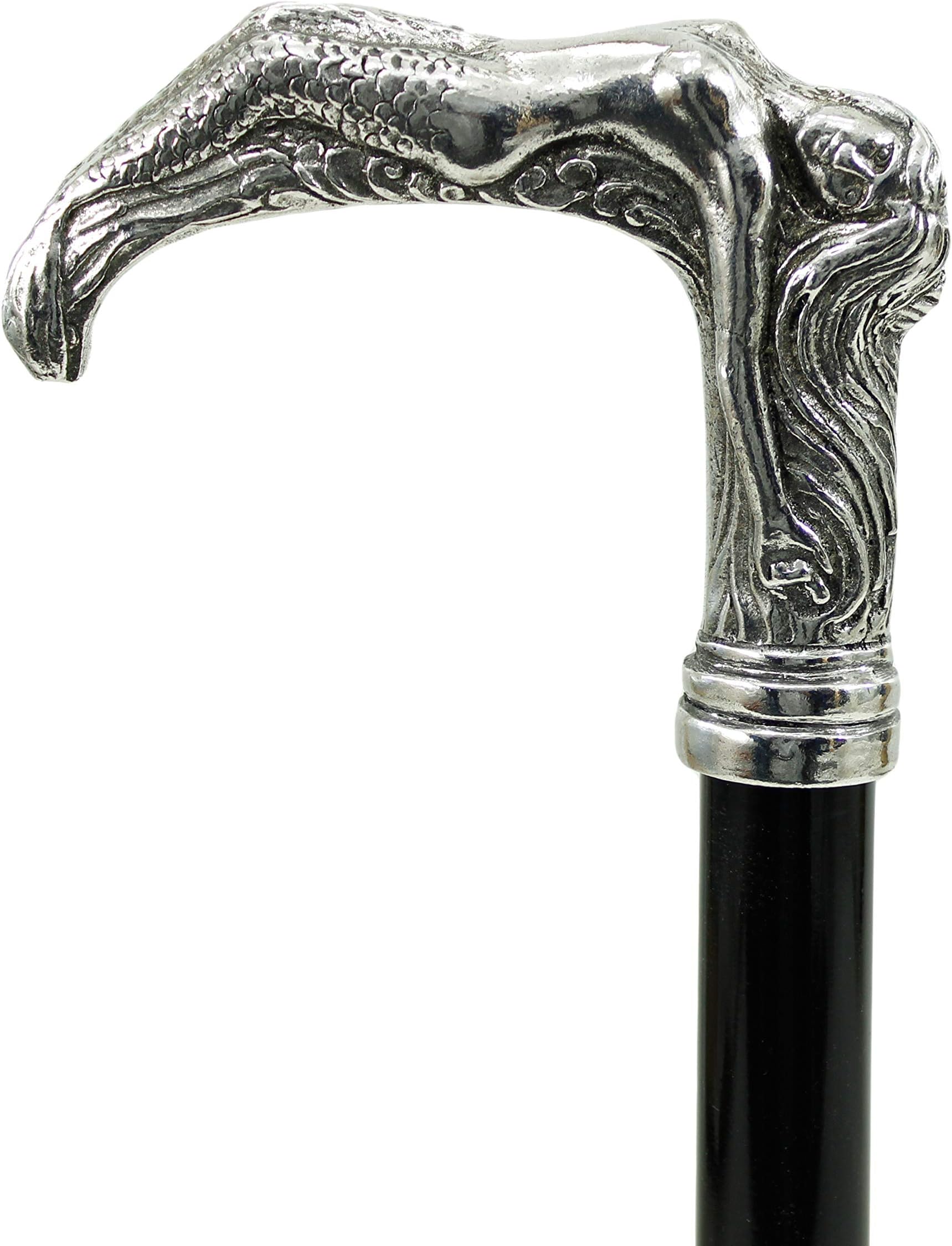 Cavagnini - Walking Cane Siren Wooden For Women, Walking Stick Color Black Customize, Walking Stick Made in Italy