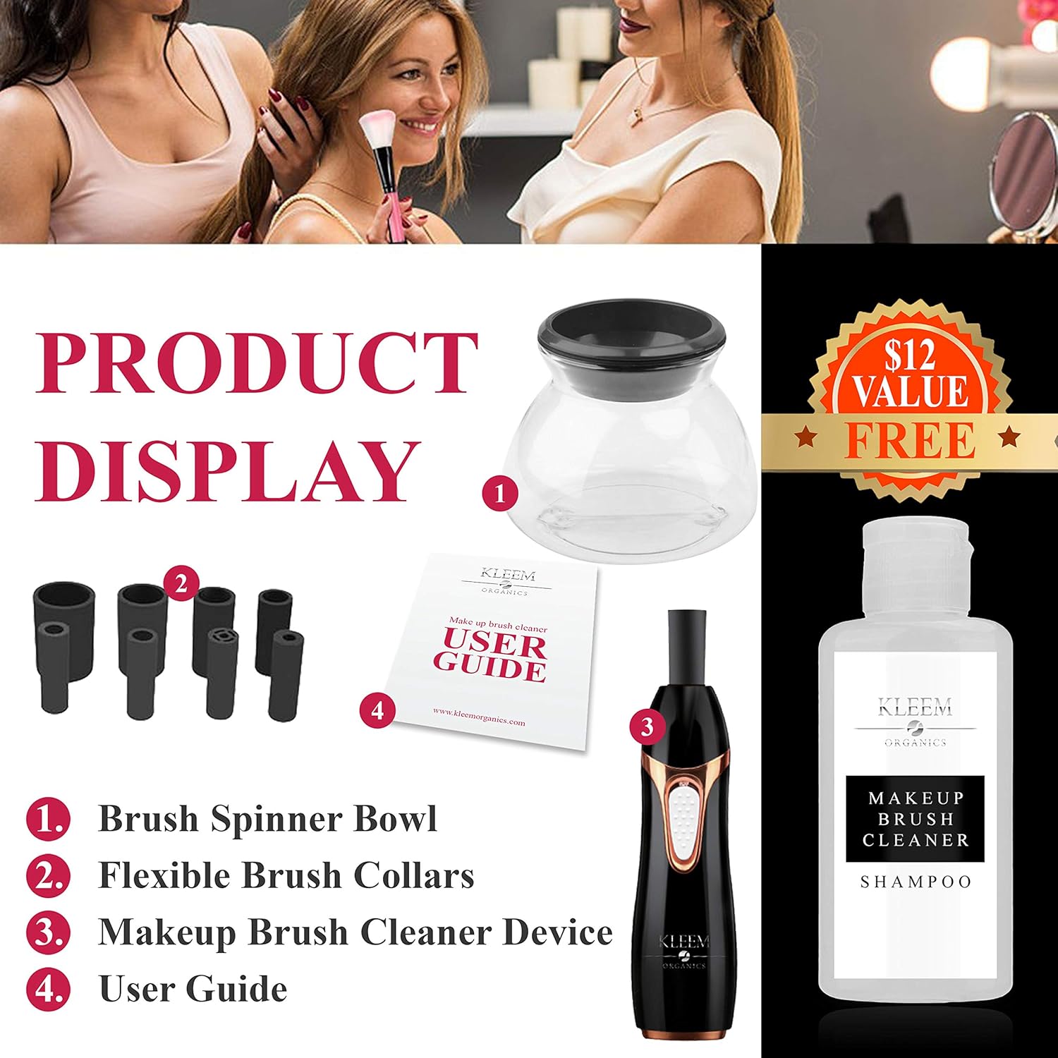 Makeup Brush Cleaner & Dryer Machine for all Size Makeup Brushes from Eyeshadow Brush to Makeup Powder Brush-Professional Makeup Brush Cleaning Tool to Fast Clean & Dry Makeup Brushes in Secs: Beauty