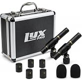 LyxPro SDPC-2 Stereo Pair XLR Pencil Condenser Microphones, 3 Capsules | Omni, cardioid &amp; super cardioid capsules for acoustic guitar, drum overheads, piano, choir, room sound &amp; studio recording