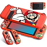 Xcitifun Protective Case Compatible with Nintendo Switch 2017 TPU Cases for Girls Boys Kids Cartoon Cute Kawaii Character Switch Shell Compatible with Nintendo Switch Controller Cover - Red Thumb