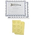 Best Paper Greetings Certificate of Achievement Award and Seal Stickers (Blue, 8.5 x 11 in, 48-Pack)