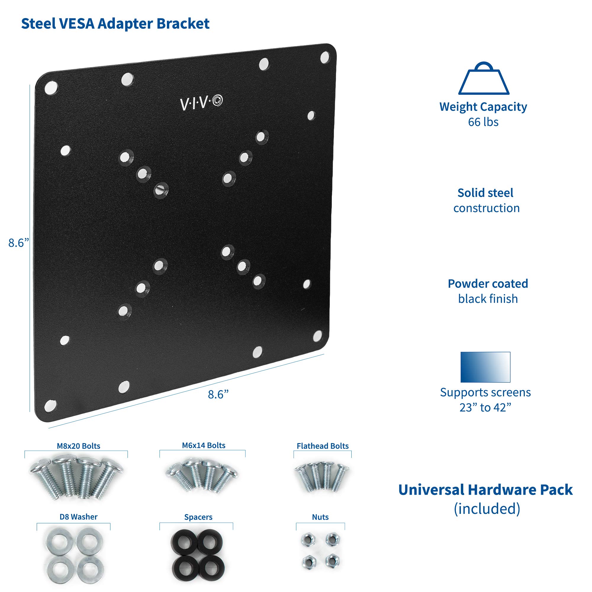 VIVO Steel VESA TV and Monitor Mount Adapter Plate Bracket for Screens 23