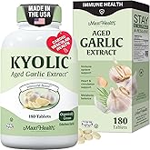 Maxi Health Kyolic Organic Garlic Supplement - Kosher Garlic Tablets with Kyolic Aged Garlic Extract for Immune Support - Vegetarian Garlic Pills (180 Count)