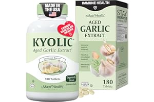 Maxi Health Kyolic Organic Garlic Supplement - Kosher Garlic Tablets with Kyolic Aged Garlic Extract for Immune Support - Vegetarian Garlic Pills (180 Count)