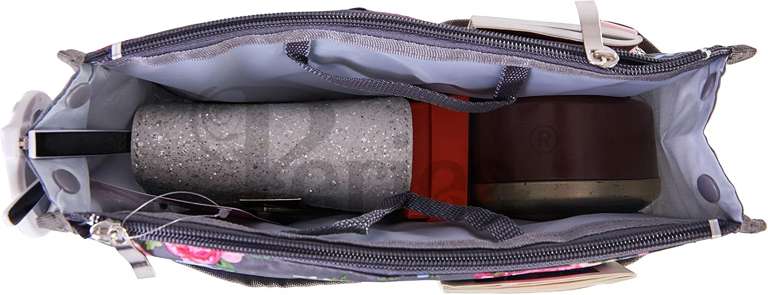 Periea Chelsy Handbag Organiser Insert (Floral Grey, Medium) - Image 4