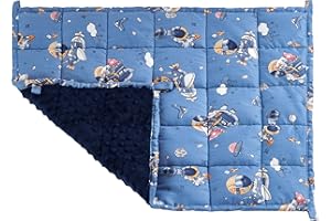 Sleepymoon Sensory Weighted Lap Pad Blanket (Astronaut(Minky+Cotton), 18''x21'' 3LB)