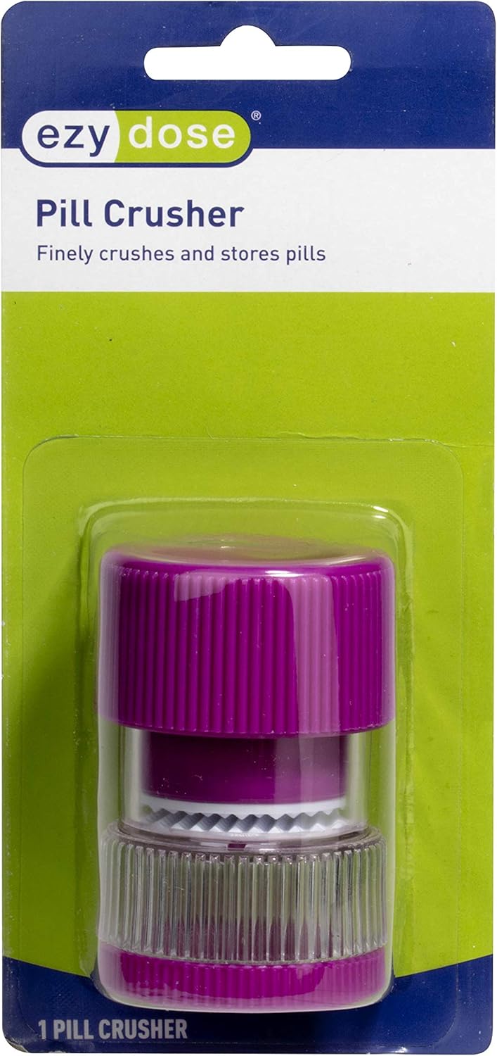 Ezy Dose Pill Crusher and Grinder | Crushes Pills, Vitamins, Tablets | Storage Compartment | Removable Drinking Cup | Transparent Base: Health & Personal Care