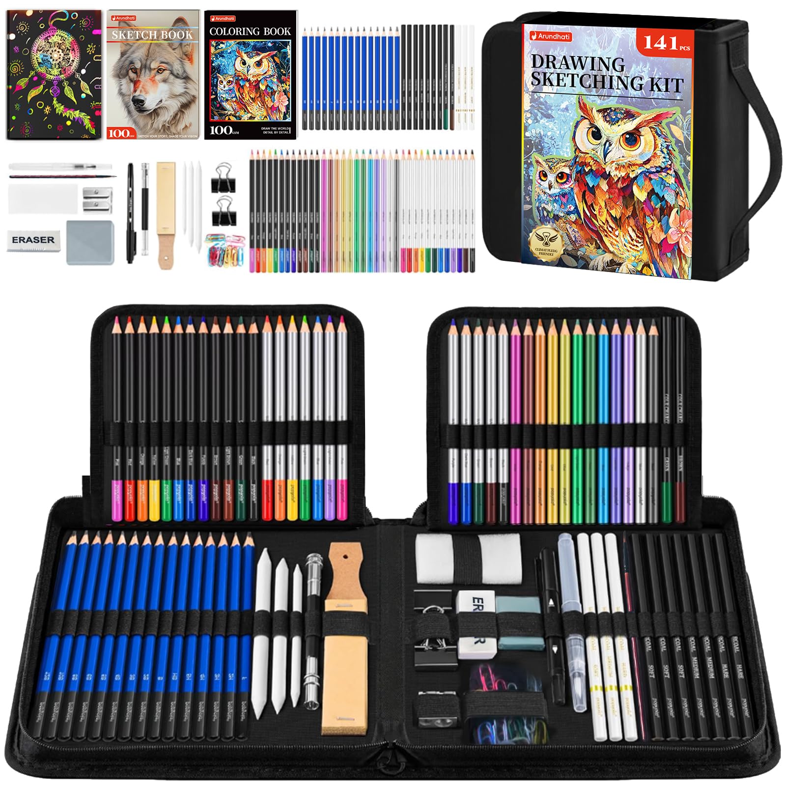 Photo 1 of 141 PCS Art Supplies Sketching Kit Pro Max, Drawing Pencils with Sketchbook, Coloring Book, Colored Graphite Charcoal Watercolor & Metallic Pencils, Drawing Supplies Gifts for Artists Adults Kids