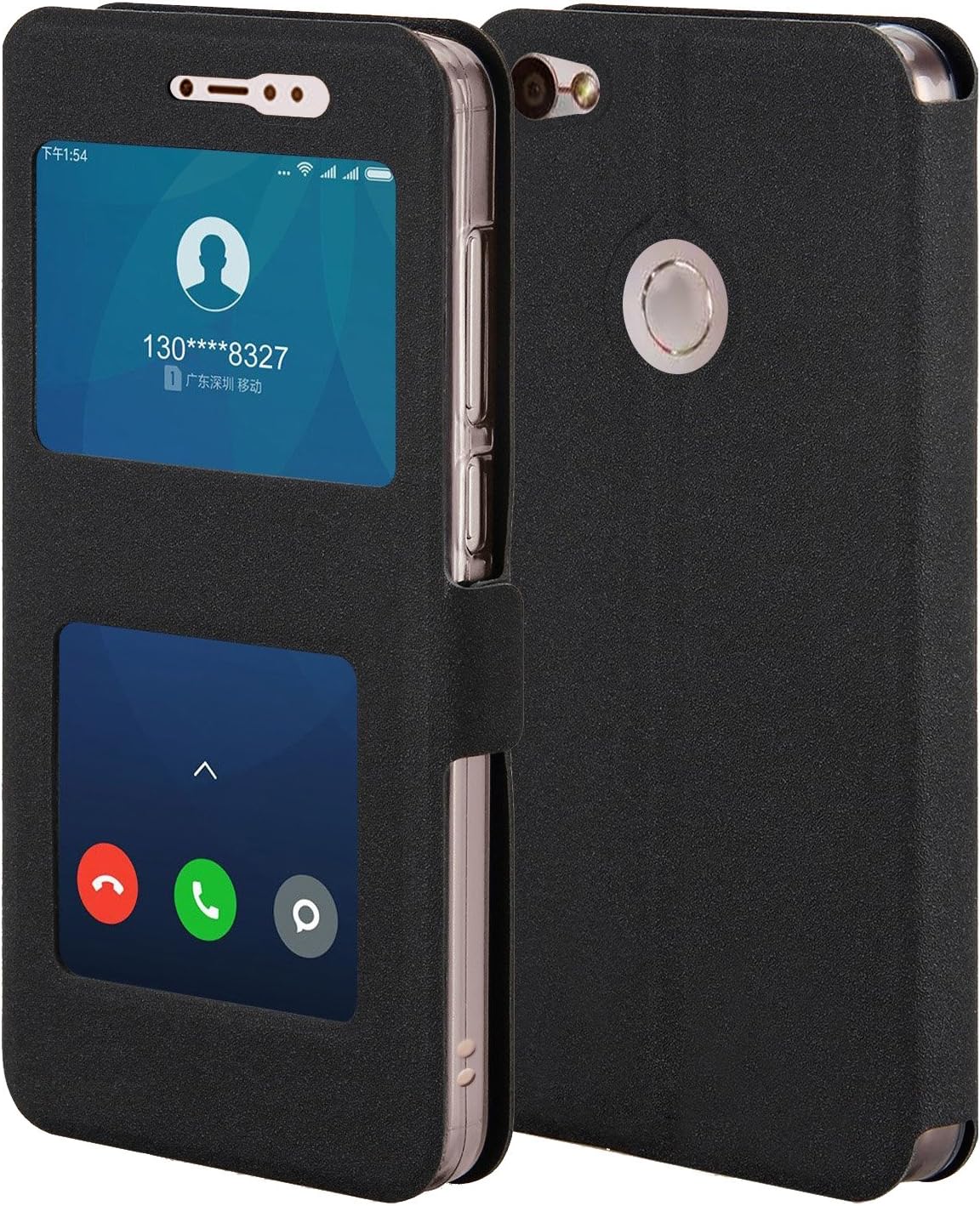 Redmi Y1 Case, Shanphone Folio Flip Smart View Window Case Cover with Kickstand for Xiaomi Redmi Y1, Black
