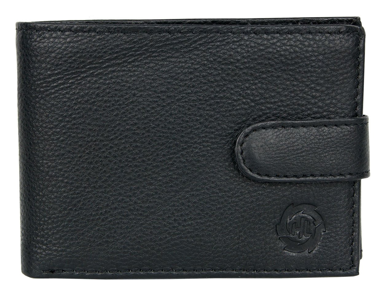 Black Wallet Made Whole of Genuine Leather HL With a Buckle