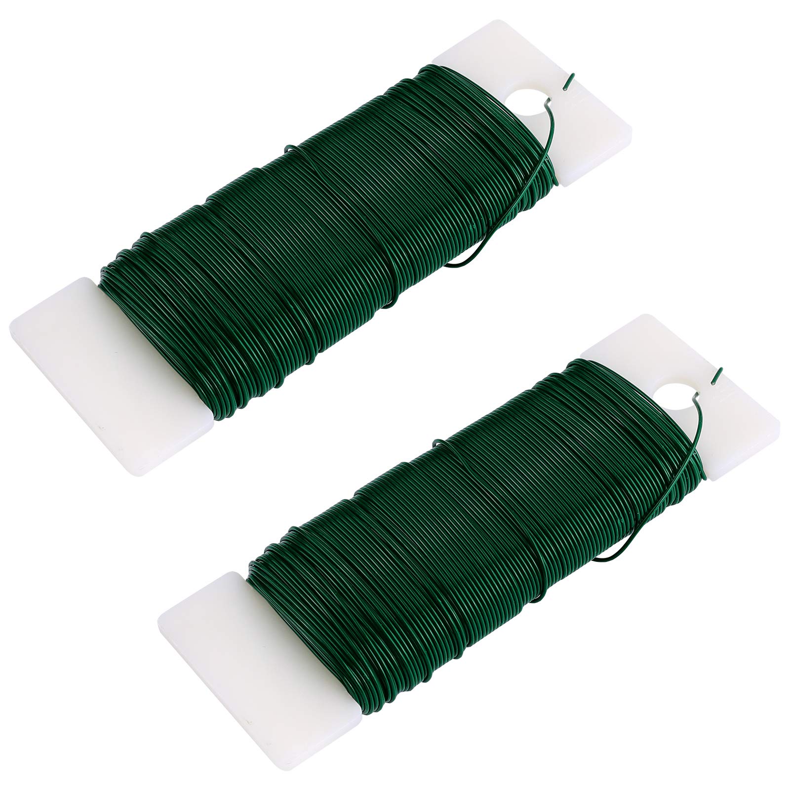 Elcoho 2 Roll Green Florists Wire Flexible Paddle Wire for DIY Crafts, Christmas Garland, Wreaths, Flower Bouquets and Floral Arrangements
