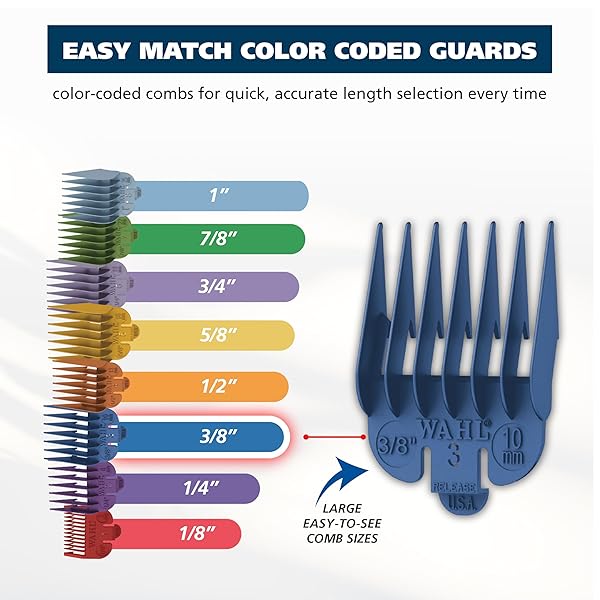 WAHL COLOR PRO CORDLESS RECHARGEABLE HAIR CLIPPER & TRIMMER – EASY COLOR-CODED GUIDE COMBS – FOR MEN, WOMEN, & CHILDREN – MODEL 9649P