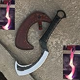 Hand Forged Ancient Egyptian Khopesh Sword with Full Tang Carbon Steel Blade, Rosewood Handle, and Self Defense Leather Sheath Large Double Handed Hand Tool