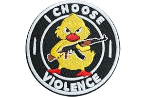 XMJY I Choose Violence Duck Patches, 3" Embroidered Morale Hook and Loop Patches, Humorous Funny Appliques for Tactical Backpacks, Hats, Lunch Bags, Vests, Jackets
