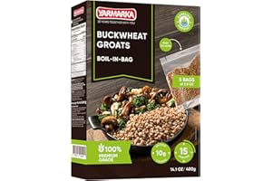 Yarmarka Boil-in-Bag Buckwheat Groats – 5 x 80g (14.1 oz) | Hulled Whole Grain Kasha, Gluten-Free, Natural & Pure, Raw Toasted Buckwheat, Quick-Cook Porridge, Non-GMO, Vegan