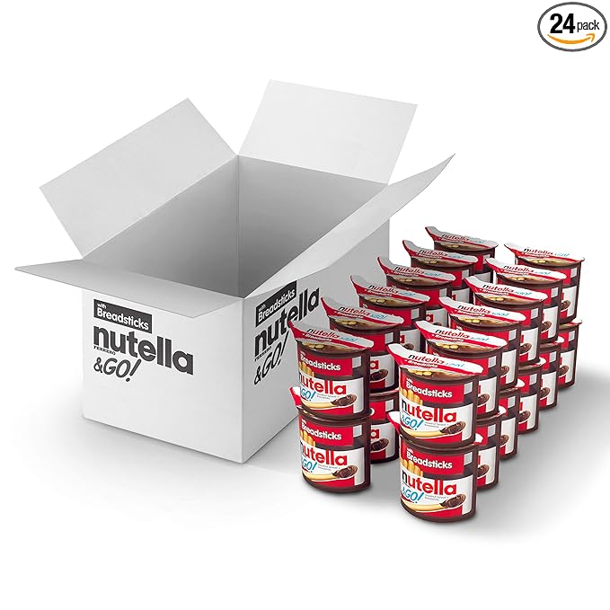 Amazon Com Nutella And Go Snack Packs Chocolate Hazelnut Spread With Breadsticks Perfect Bulk Snacks For Kids Lunch Boxes 1 8 Oz Pack Of 24 Grocery Gourmet Food