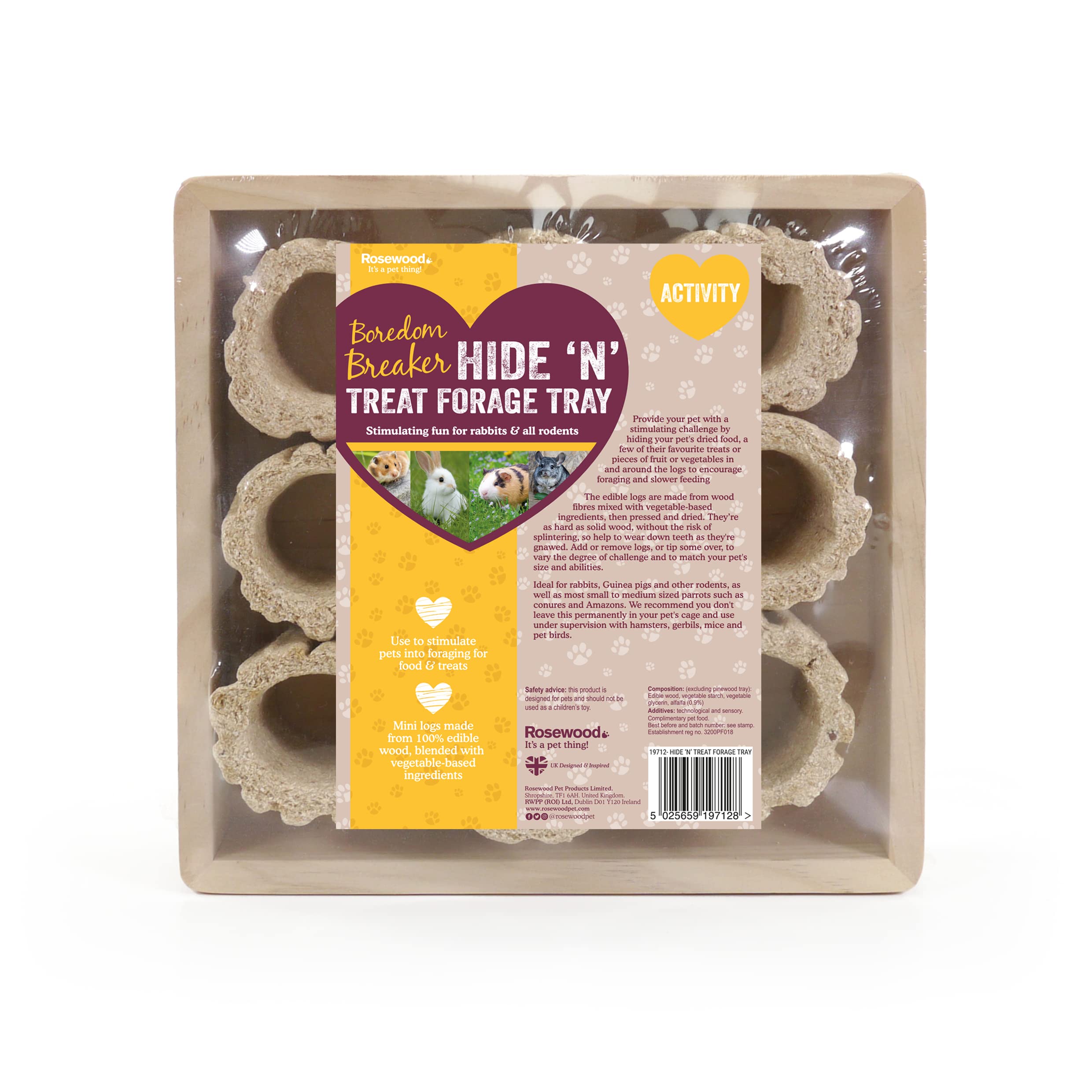 Boredom Breaker Hide 'n' Treat Forage Tray for Small Animal Treats