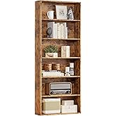 IRONCK Industrial Bookshelves and Bookcases Floor Standing 6 Shelf Display Storage Shelves 70 in Tall Bookcase Home Decor Furniture for Home Office, Living Room, Bed Room, Vintage Brown