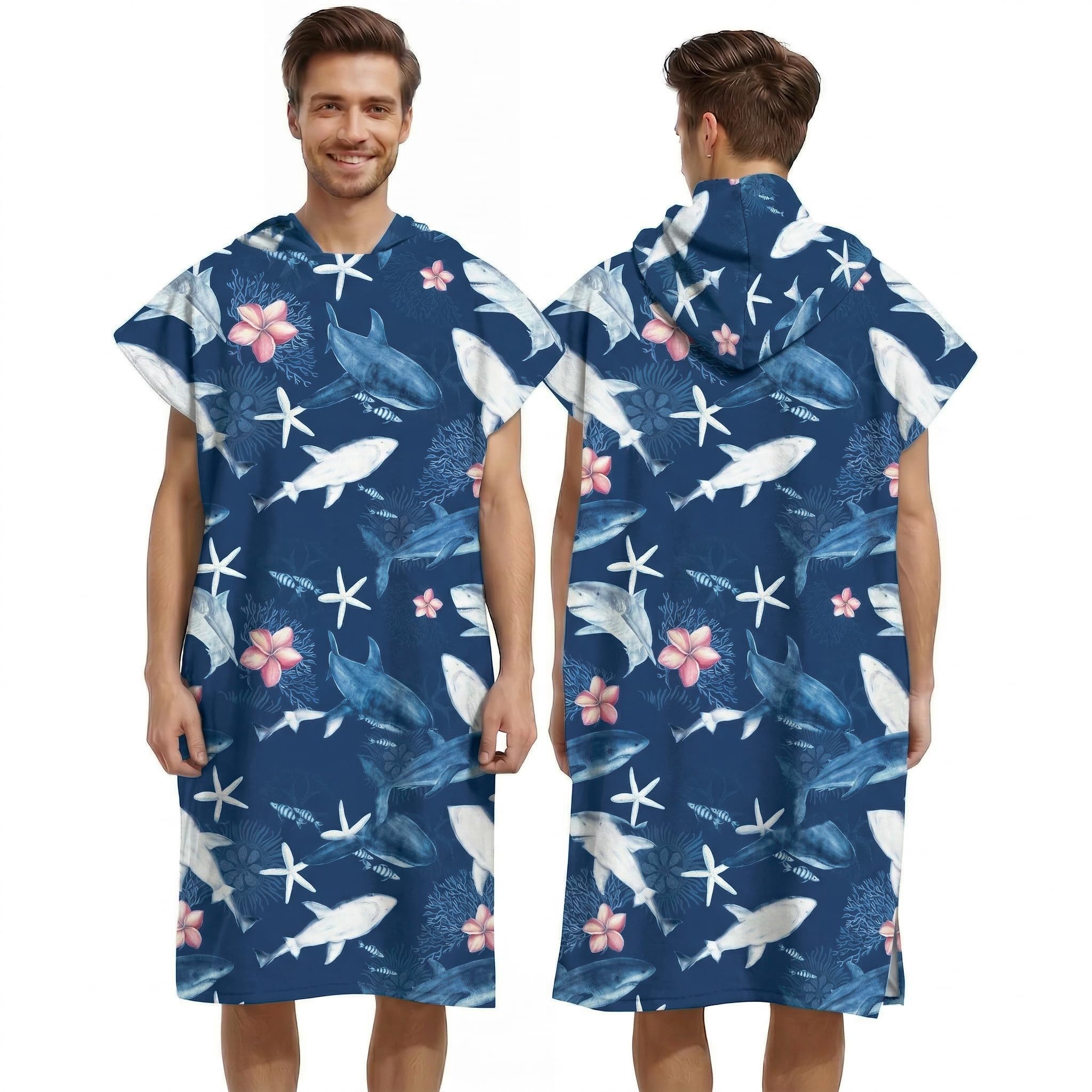 LOMTRATS Quick-drying Surf Poncho, Changing Towel, Bathrobe, Sports Towels for Swimmers,Hoodie for Adults,Swimming,Beach,Surfing,Diving,Bathing（Adult-L）