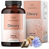 HERBAMAMA Chicory Root Fiber Capsules - 1200mg Chicory Root Powder for Gut Cleanse & Digestive Support - Vegan, Non-GMO Inulin Prebiotic Fiber Supplement