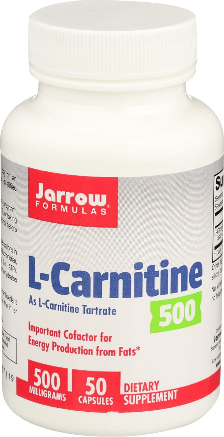 Jarrow Formulas L-Carnitine Tartrate, for Brain Energy and Heart Support, 500mg, 100 Capsules: Health & Personal Care