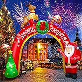 TOROKOM 10FT Christmas Inflatable Decoration with Build-in LEDs, Blow Up Yard Santa Claus Decoration Christmas Archway Inflatables Decorations for Party Indoor, Outdoor, Lawn, Garden Decor